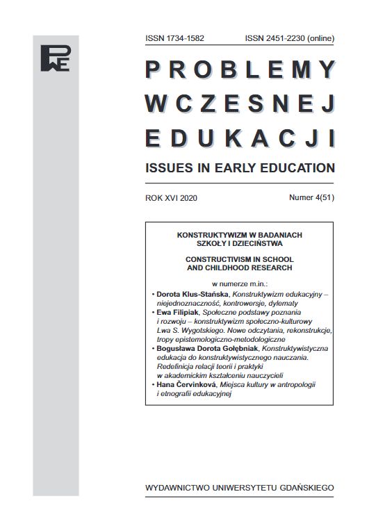 					Pokaż  Tom 51 Nr 4 (2020): Konstruktywizm w badaniach szkoły i dzieciństwa
				