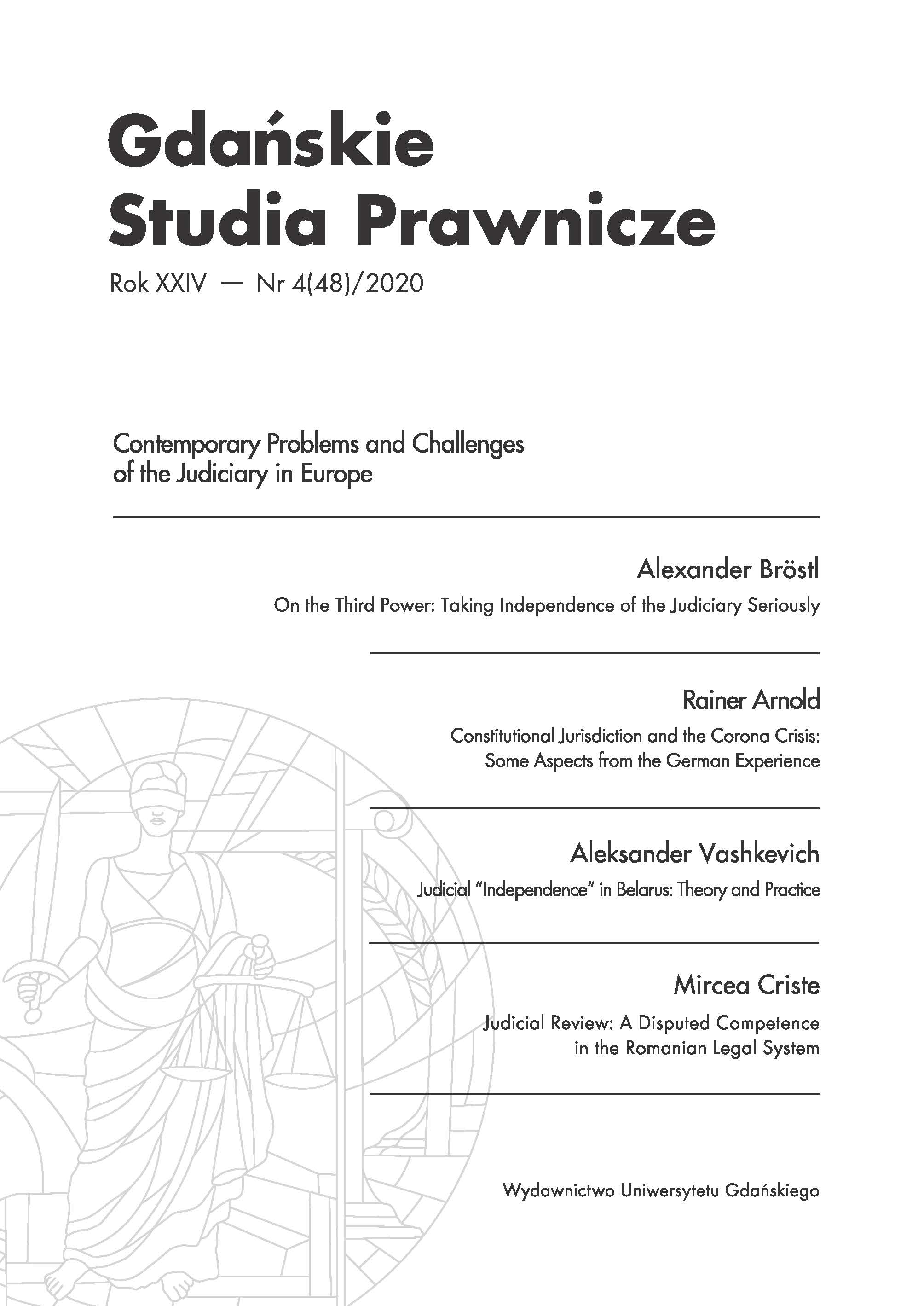 					Pokaż  Nr 4(48)/2020: Współczesne problemy i wyzwania władzy sądowniczej w Europie
				