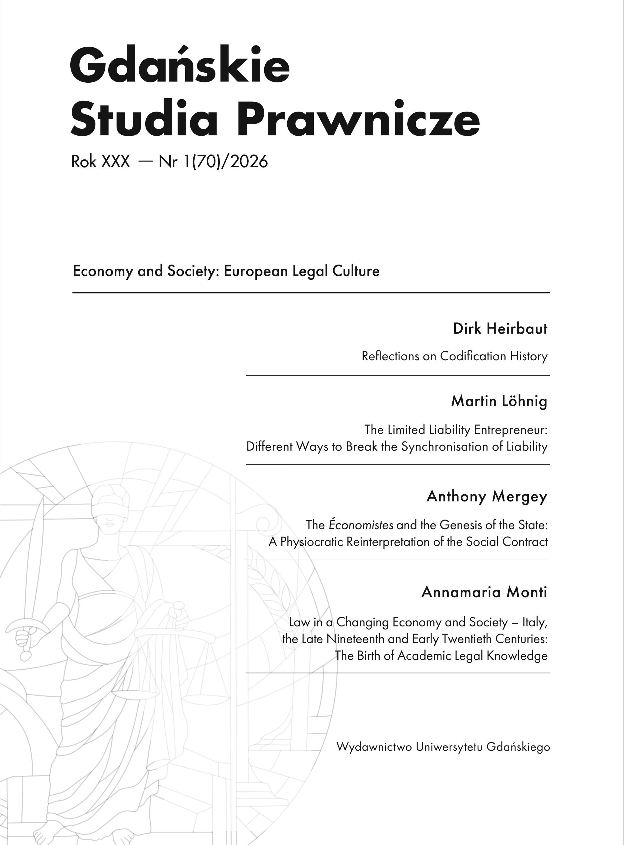 					View No. 1(70)/2026: Economy and Society: European Legal Culture
				